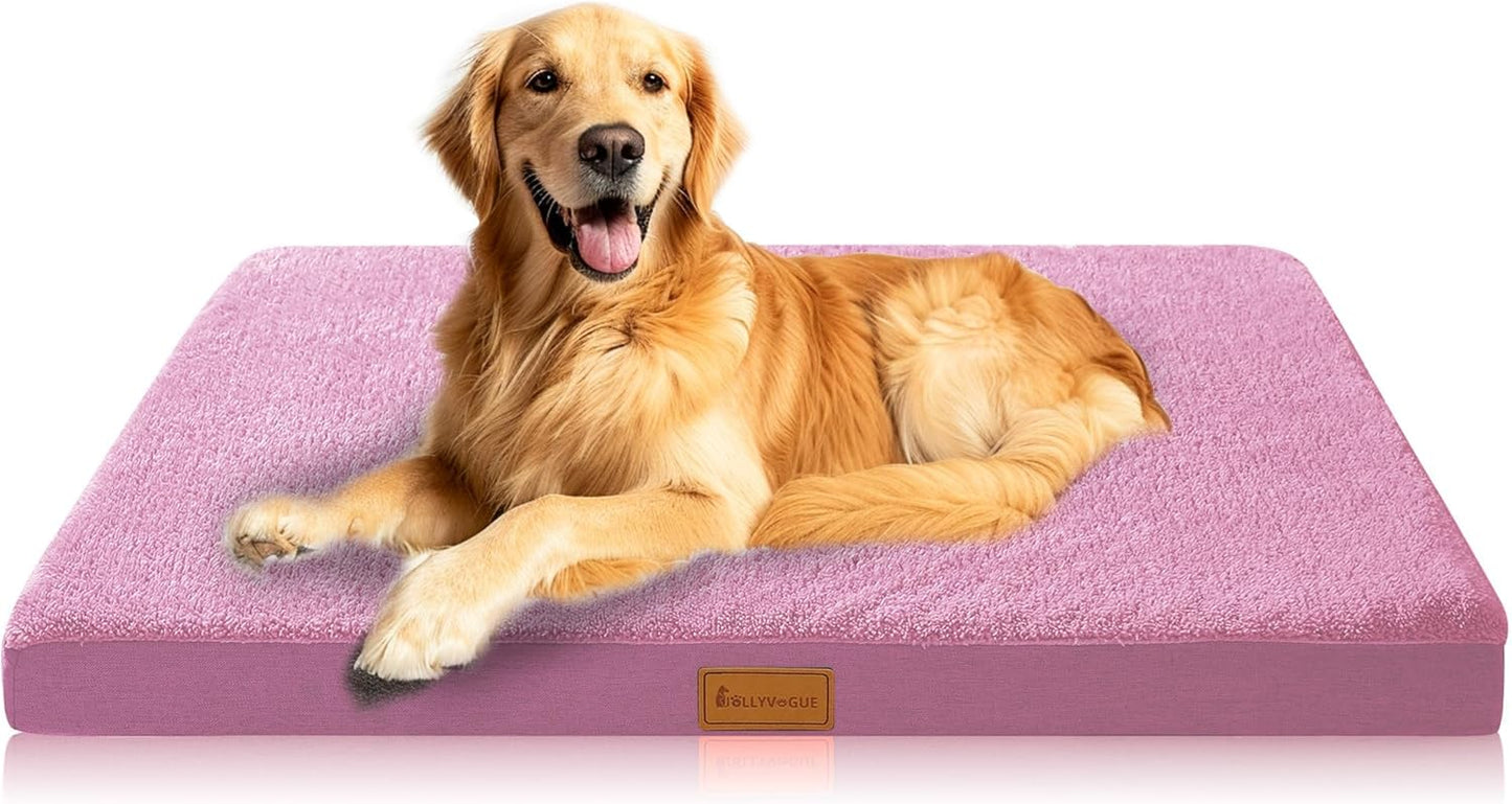 Dog Bed Large, Orthopedic Dog Bed Support Egg Crate Foam Dog Beds, Soft & Cozy Pet Bed Mat with Removable Washable Cover (Large, Dark Grey, up to 75 Lbs)