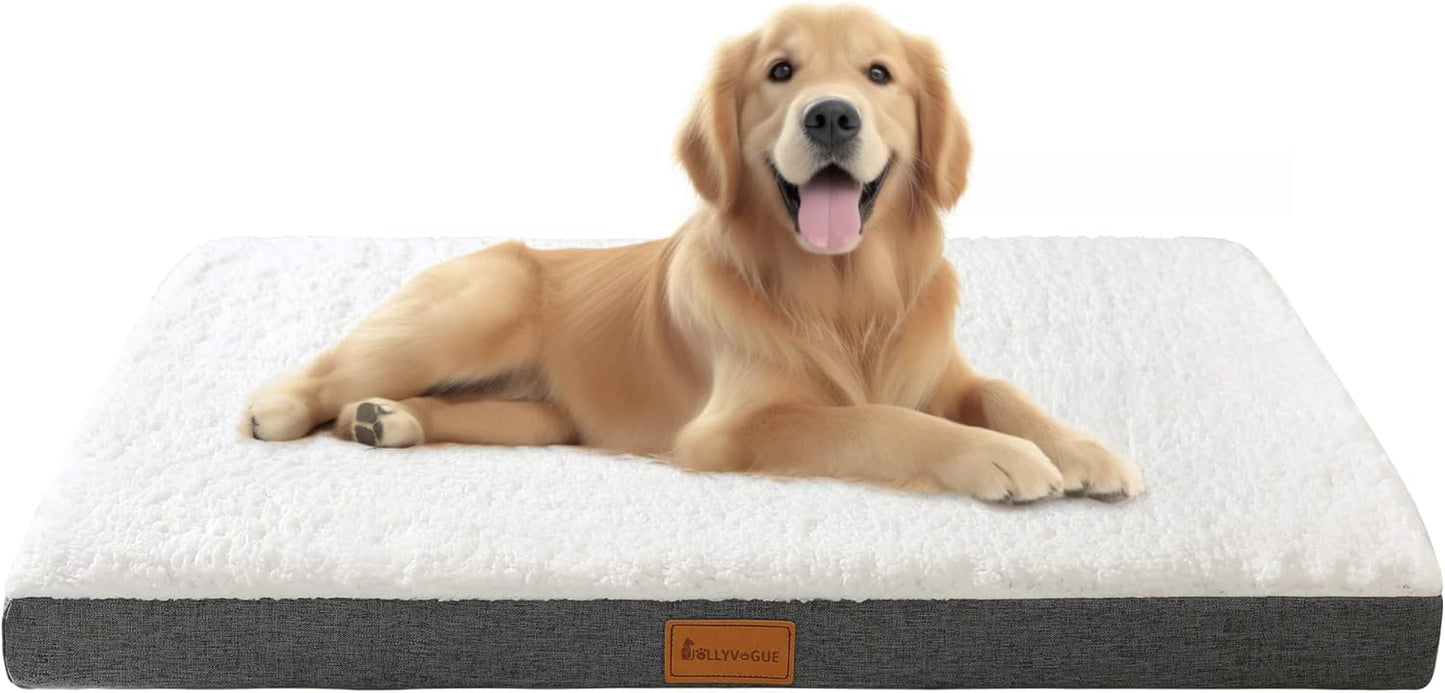 Dog Bed Large, Orthopedic Dog Bed Support Egg Crate Foam Dog Beds, Soft & Cozy Pet Bed Mat with Removable Washable Cover (Large, Dark Grey, up to 75 Lbs)