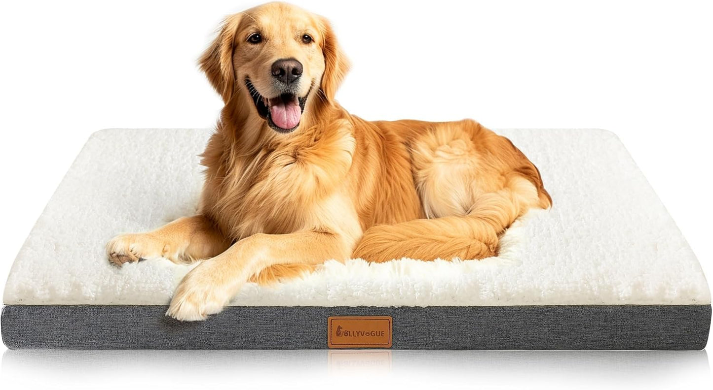 Dog Bed Large, Orthopedic Dog Bed Support Egg Crate Foam Dog Beds, Soft & Cozy Pet Bed Mat with Removable Washable Cover (Large, Dark Grey, up to 75 Lbs)