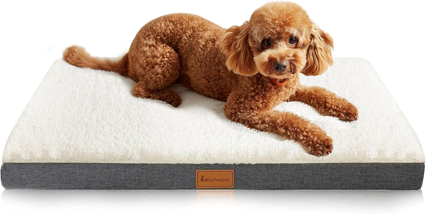 Dog Bed Large, Orthopedic Dog Bed Support Egg Crate Foam Dog Beds, Soft & Cozy Pet Bed Mat with Removable Washable Cover (Large, Dark Grey, up to 75 Lbs)