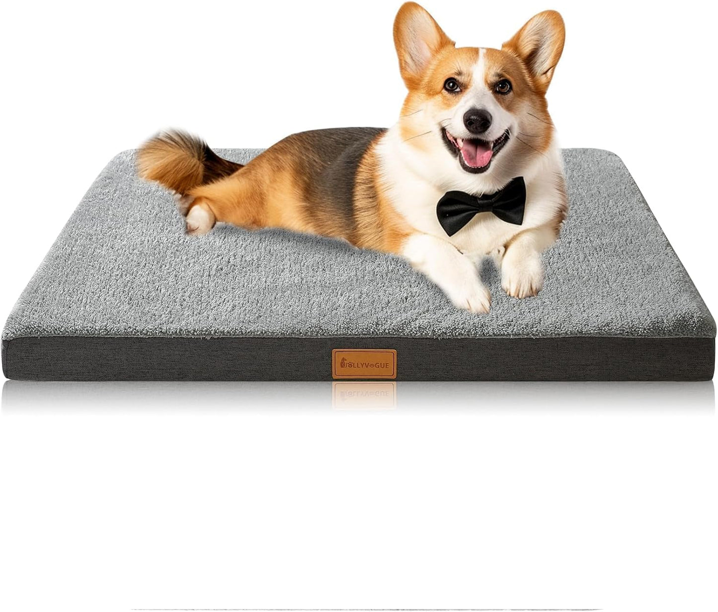 Dog Bed Large, Orthopedic Dog Bed Support Egg Crate Foam Dog Beds, Soft & Cozy Pet Bed Mat with Removable Washable Cover (Large, Dark Grey, up to 75 Lbs)