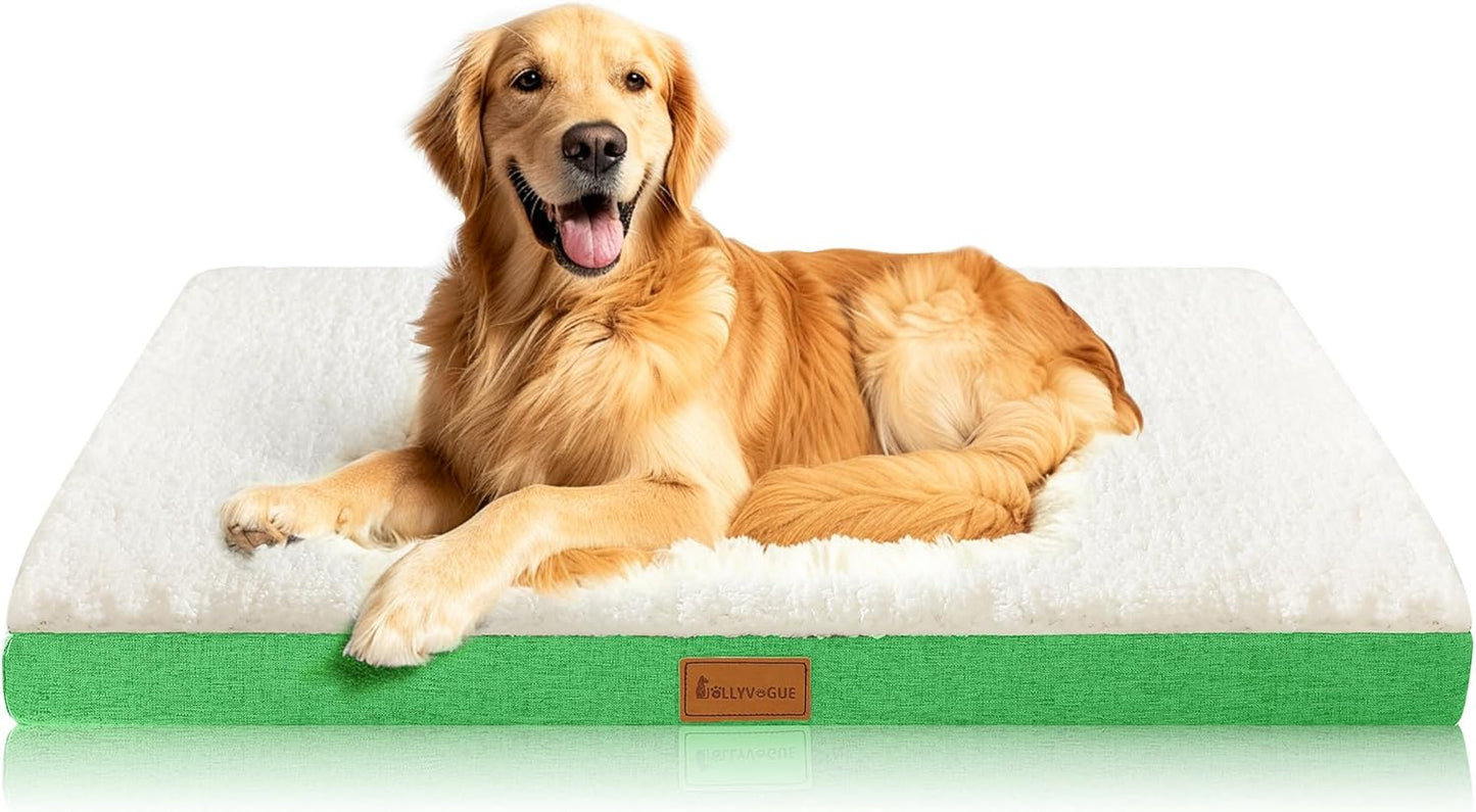 Dog Bed Large, Orthopedic Dog Bed Support Egg Crate Foam Dog Beds, Soft & Cozy Pet Bed Mat with Removable Washable Cover (Large, Dark Grey, up to 75 Lbs)