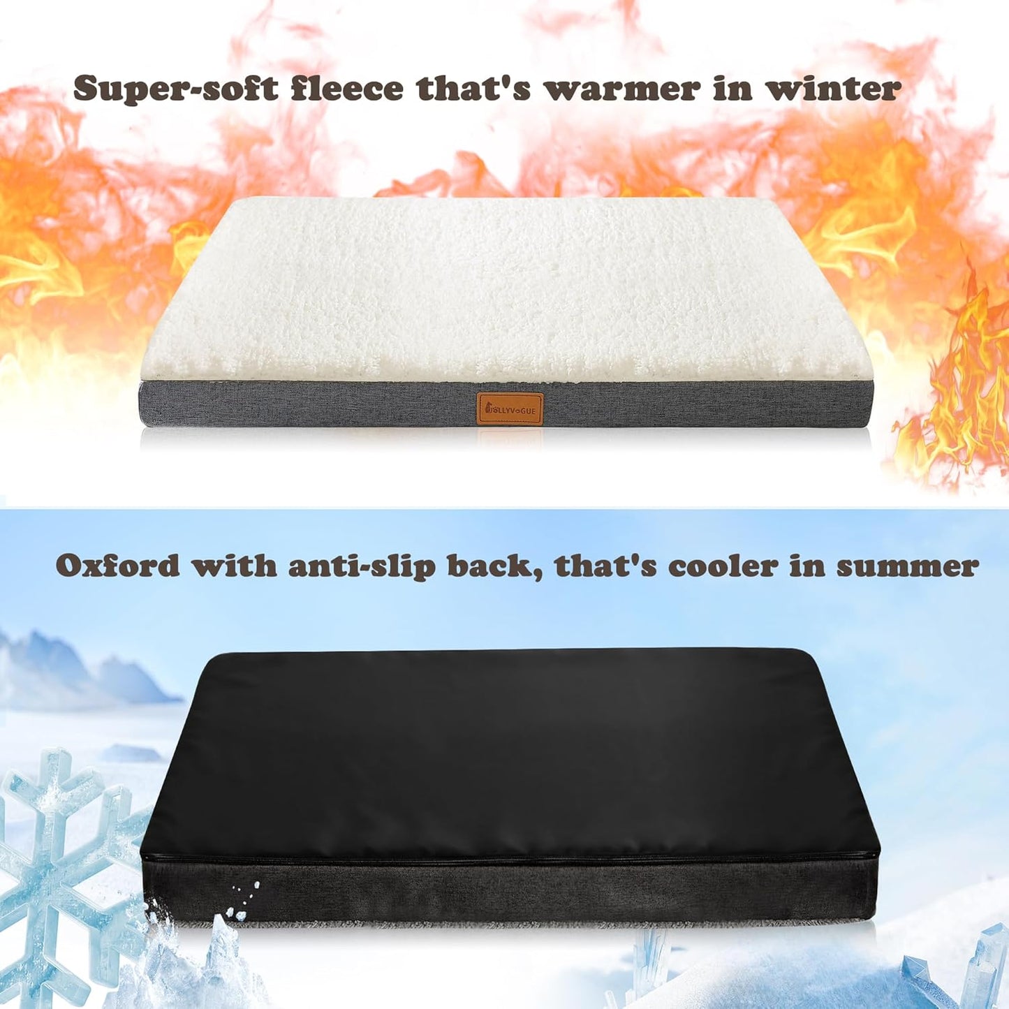 Dog Bed Large, Orthopedic Dog Bed Support Egg Crate Foam Dog Beds, Soft & Cozy Pet Bed Mat with Removable Washable Cover (Large, Dark Grey, up to 75 Lbs)