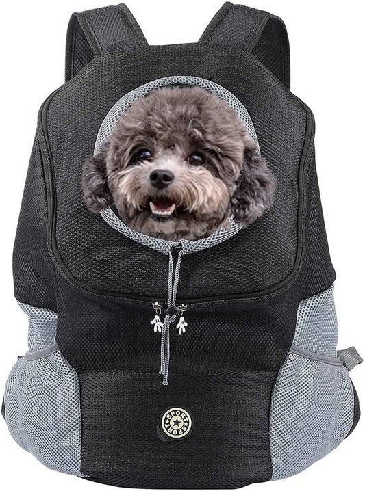 Pet Carrier Backpack  Dog Carrier Backpacks Head Out Dog Cat Front Pack for 6.6-14.33Lbs Dogs Cats Breathable Hands-Free Travel Bag for Hiking Biking Outdoors (Black, M, S)