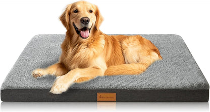 Dog Bed Large, Orthopedic Dog Bed Support Egg Crate Foam Dog Beds, Soft & Cozy Pet Bed Mat with Removable Washable Cover (Large, Dark Grey, up to 75 Lbs)