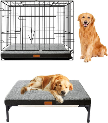 Dog Bed Large, Orthopedic Dog Bed Support Egg Crate Foam Dog Beds, Soft & Cozy Pet Bed Mat with Removable Washable Cover (Large, Dark Grey, up to 75 Lbs)