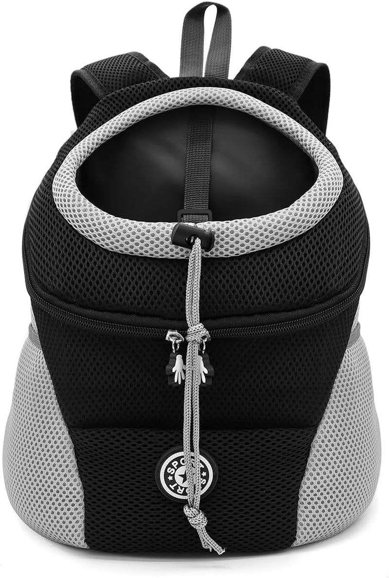 Pet Carrier Backpack  Dog Carrier Backpacks Head Out Dog Cat Front Pack for 6.6-14.33Lbs Dogs Cats Breathable Hands-Free Travel Bag for Hiking Biking Outdoors (Black, M)