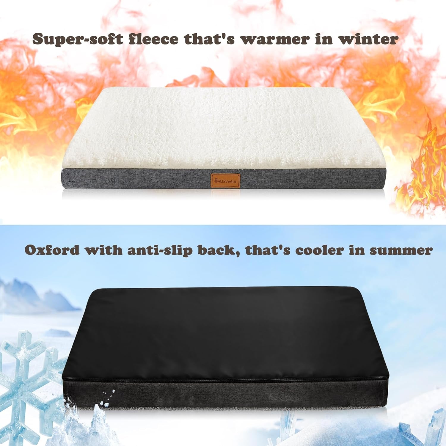 Dog Bed Large, Orthopedic Dog Bed Support Egg Crate Foam Dog Beds, Soft & Cozy Pet Bed Mat with Removable Washable Cover (Large, Dark Grey, up to 75 Lbs)